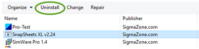 SnapSheetsXLUninstall